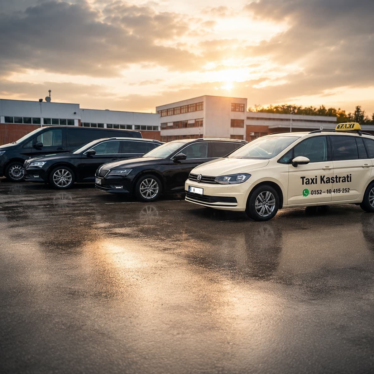 Unsere Taxi- und Transfer-Flotte bei Sonnenuntergang